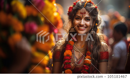 woman at the Telangana festival. 105181467