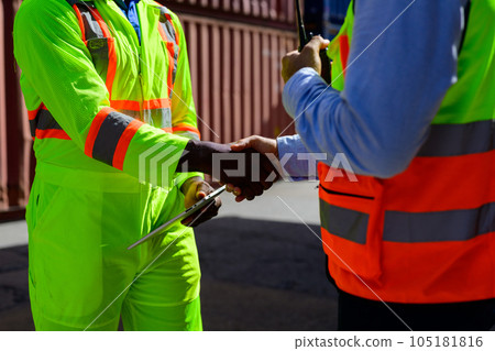 Warehouse engineer worker working at industrial container yard 105181816