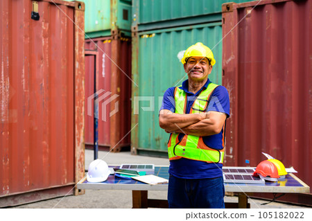 Warehouse engineer worker working at industrial container yard 105182022