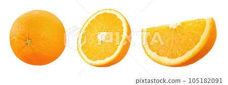 Set of fresh orange fruit isolate on white background. Set of fresh orange fruit isolate on white background. 105182091