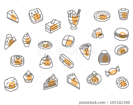 Outline sweets wallpaper illustration icon set orange 105182380