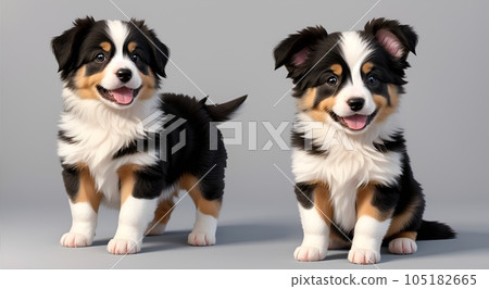 可愛的小狗和兄弟姐妹的插圖 105182665