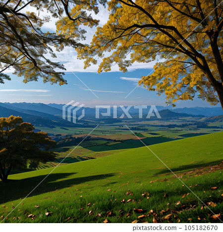 Illustration of a view from a hill with a good view 105182670