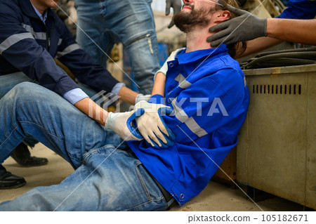 Engineer worker with accident at factory during working 105182671