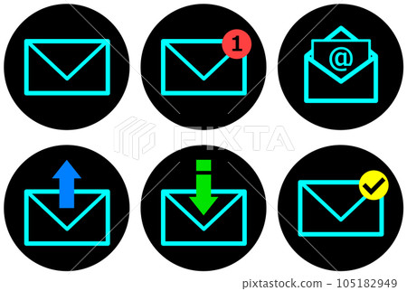 Illustration of icons sending and receiving emails in an envelope Illustration of icons sending and receiving emails in an envelope 105182949