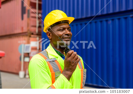 Warehouse engineer worker working at industrial container yard 105183007