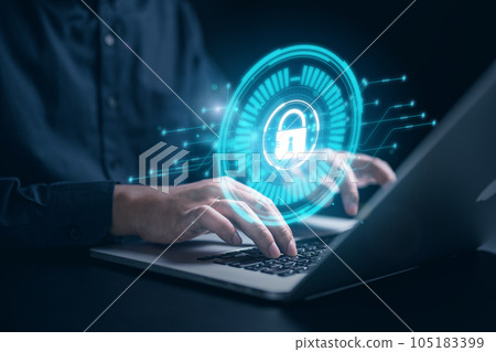 User with privacy security and encryption, Cybersecurity concept User with privacy security and encryption, Cybersecurity concept 105183399