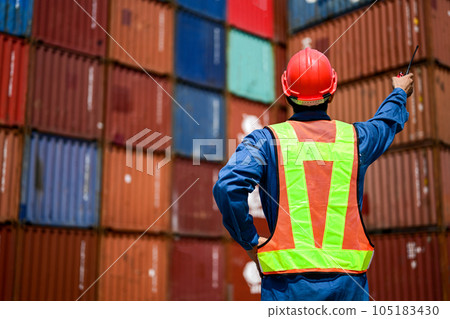 Warehouse engineer worker working at industrial container yard 105183430