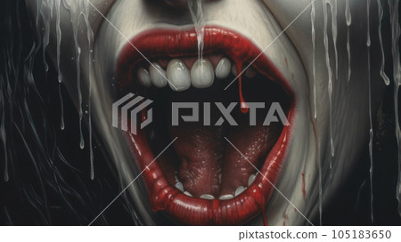 mouth covered in blood. 105183650