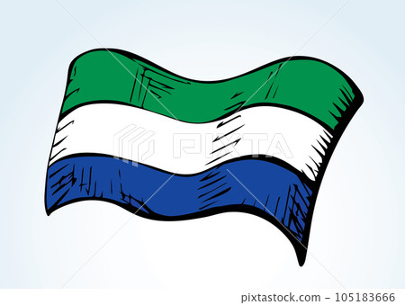 Flag of Sierra Leone. Vector drawing sign Flag of Sierra Leone. Vector drawing sign 105183666