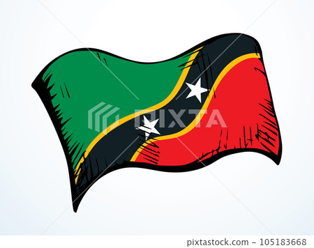 Saint Kitts flag. Vector drawing icon 105183668