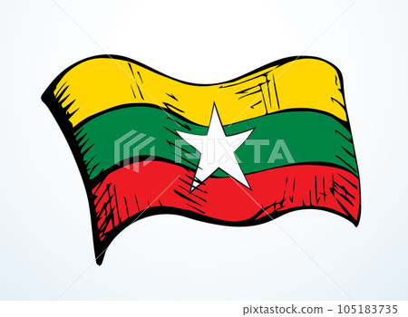 Flag of Myanmar. Vector drawing icon Flag of Myanmar. Vector drawing icon 105183735