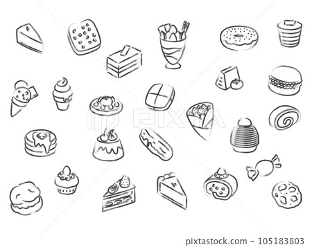 Brush writing sweets wallpaper illustration icon set Brush writing sweets wallpaper illustration icon set 105183803