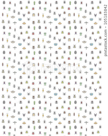 彩色昆蟲圖案壁紙插圖垂直方向 105183842