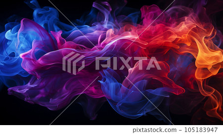 Colorful smoke flowing on dark background. Wave background and wallpaper concept concept Colorful smoke flowing on dark background. Wave background and wallpaper concept concept 105183947