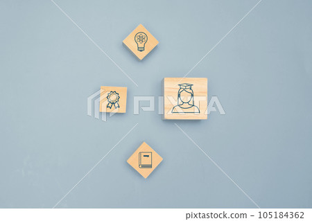 education icon and graduate cap concept. person graduation icon. High quality photo education icon and graduate cap concept. person graduation icon. High quality photo 105184362
