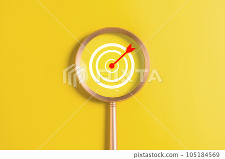 Target icon. Goal symbol. Arrow hit the middle point of dartboard. hight quality photo 105184569