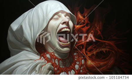 the demon-possessed nun screams the demon-possessed nun screams 105184734