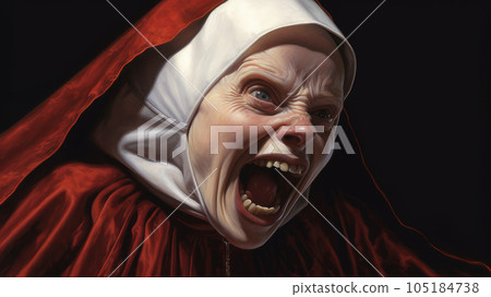 the demon-possessed nun screams the demon-possessed nun screams 105184738