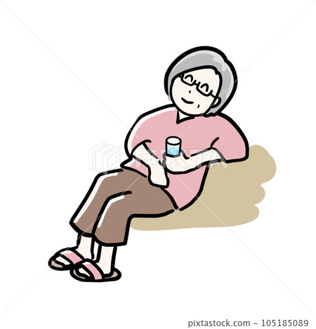 一位高級女性舒適地度過時光的插圖 105185089