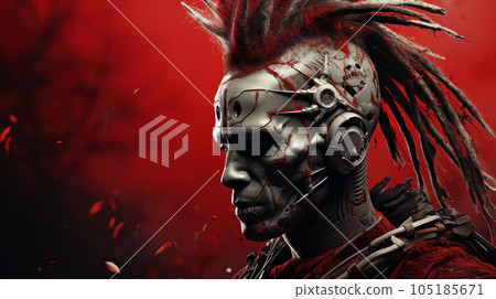portrait of post-apocalyptic cyberpunk world. 105185671
