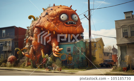 pumpkin-headed monster on a Halloween 105185730