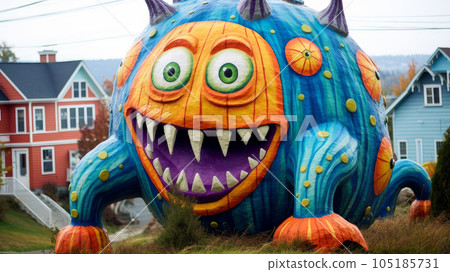 pumpkin-headed monster on a Halloween 105185731