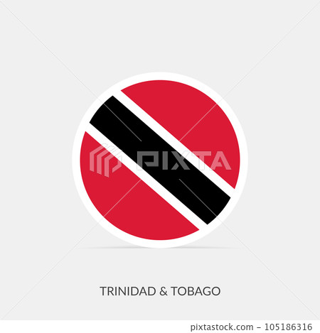 Trinidad & Tobago round flag icon with shadow. 105186316