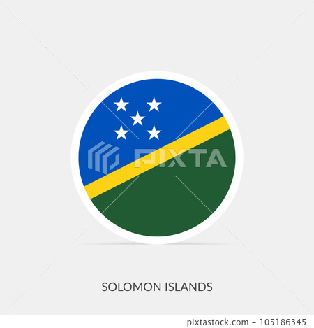 Solomon Islands round flag icon with shadow. Solomon Islands round flag icon with shadow. 105186345