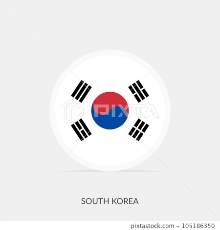 South Korea round flag icon with shadow. 105186350