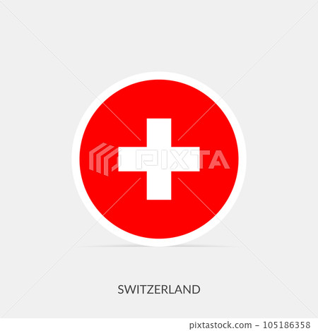Switzerland round flag icon with shadow. 105186358