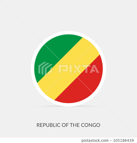 Republic of the Congo round flag icon with shadow. 105186439