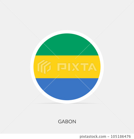 Gabon round flag icon with shadow. Gabon round flag icon with shadow. 105186476