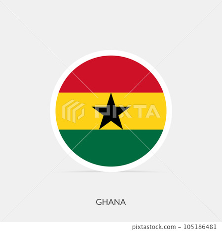 Ghana round flag icon with shadow. Ghana round flag icon with shadow. 105186481