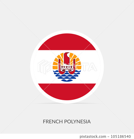 French Polynesia round flag icon with shadow. 105186540