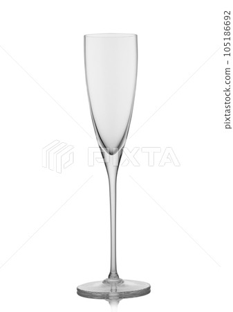 Elegant champagne glass made from pure crystal on white. Elegant champagne glass made from pure crystal on white. 105186692