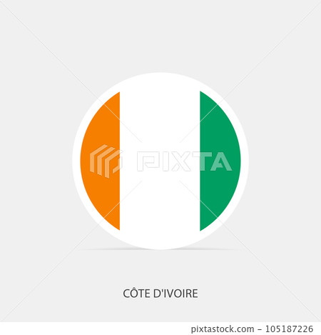 Cote dIvoire round flag icon with shadow. Cote dIvoire round flag icon with shadow. 105187226