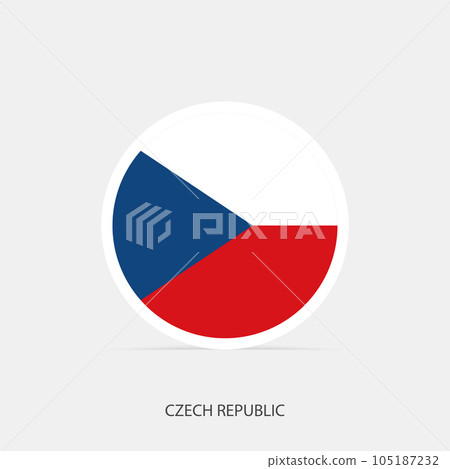 Czech Republic round flag icon with shadow. 105187232