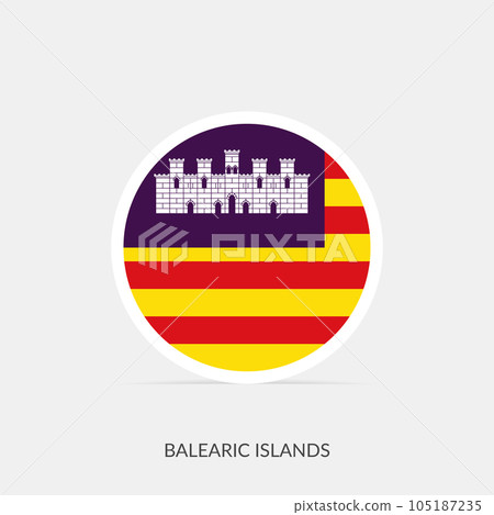 Balearic Islands round flag icon with shadow. 105187235