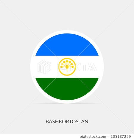 Bashkortostan round flag icon with shadow. Bashkortostan round flag icon with shadow. 105187239