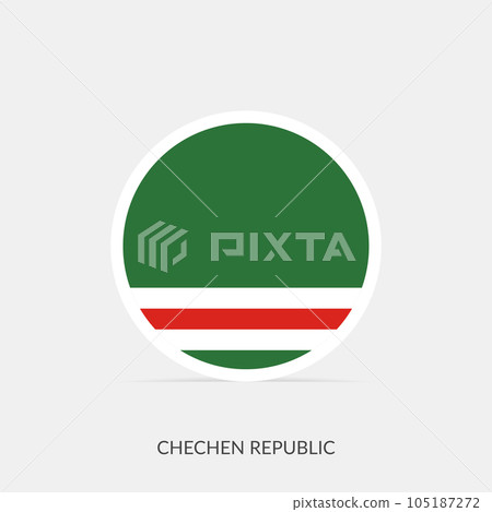 Chechen Republic round flag icon with shadow. 105187272