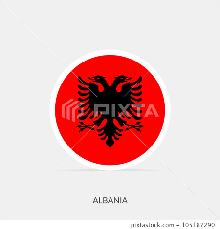 Albania round flag icon with shadow. Albania round flag icon with shadow. 105187290
