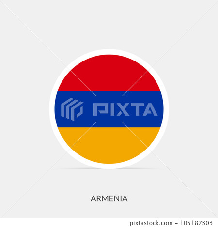 Armenia round flag icon with shadow. 105187303