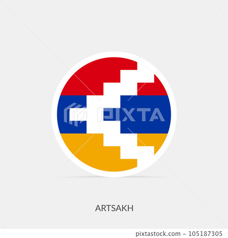 Artsakh round flag icon with shadow. 105187305