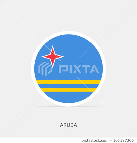Aruba round flag icon with shadow. Aruba round flag icon with shadow. 105187306