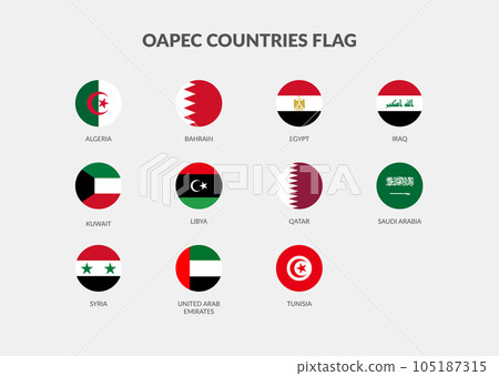OAPEC (Organization of Arab Petroleum Exporting Countries) countries flag icons collection 105187315