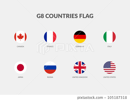 G8 countries flag icons collection 105187318