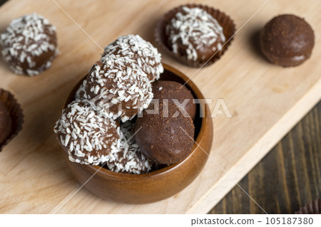 Chocolates with coconut sweet filling Chocolates with coconut sweet filling 105187380
