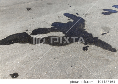 part of the paved road is blocked with waste from cars part of the paved road is blocked with waste from cars 105187463
