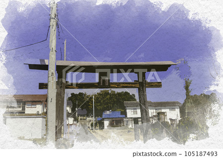 Watercolor style Iwashimizu Hachiman Shrine Higashihiroshima City, Hiroshima Prefecture Watercolor style Iwashimizu Hachiman Shrine Higashihiroshima City, Hiroshima Prefecture 105187493